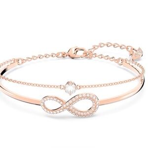 New Swarovski Infinity Bangle, White, Rose Gold-Tone Plated 5518871